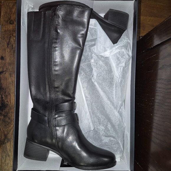 NWB Naturalizer Women's Dale Black WP Leather Knee High Boots sz 8 - Picture 6 of 12